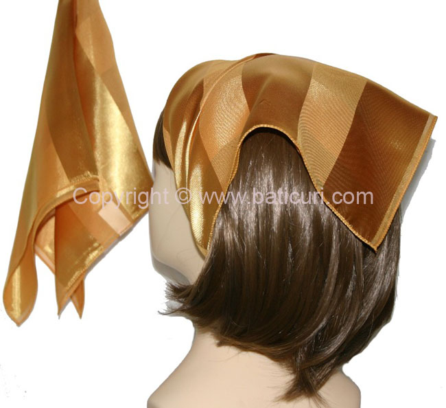 Small Polyester with wide silk stripe-Dusty mustard